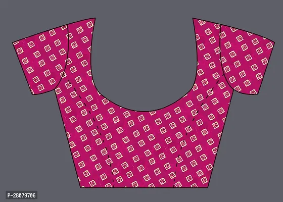 Women Geometric print Saree and cotton blend febric With Unstitched Blouse Piecee pink-thumb5