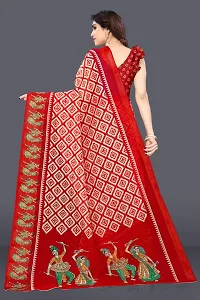 Women Geometric print Saree and cotton blend febric With Unstitched Blouse Piecee orange-thumb2