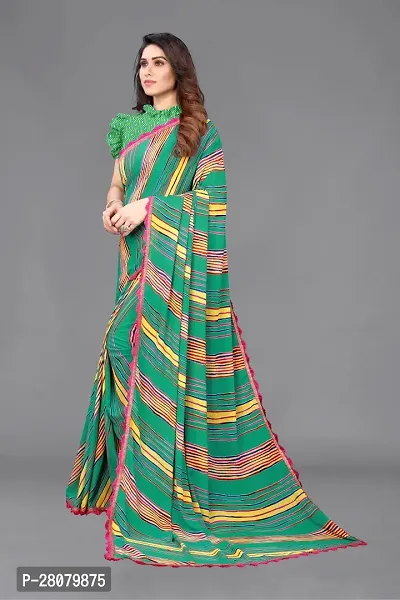 Stylish Green Georgette Saree With Blouse Piece For Women-thumb4