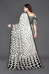 Women Georggate polka  print saree With Unstitched Blouse Piecee white-thumb1