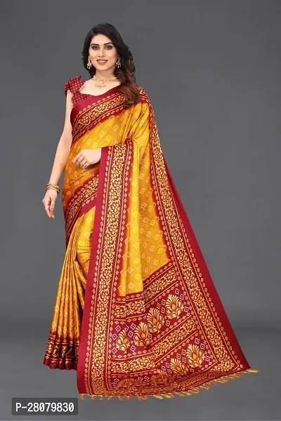 Classic chiffon printed saree with  Unstitched Blouse Piece-thumb0