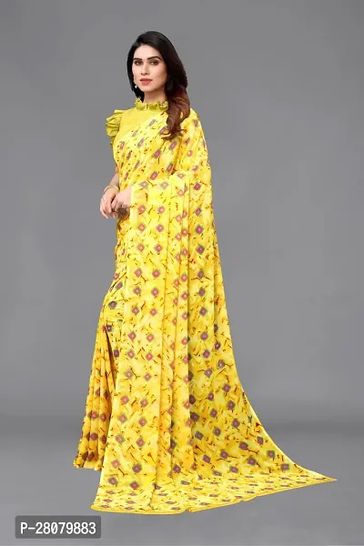 Women Georgette printed leriya saree with  Unstitched Blouse Piecee yellow-thumb2