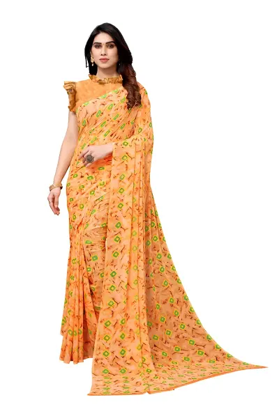 Women Georgette leriya saree with Unstitched Blouse Piecee