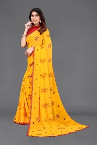 Women Georggate printed saree With Unstitched Blouse Piecee yellow-thumb3