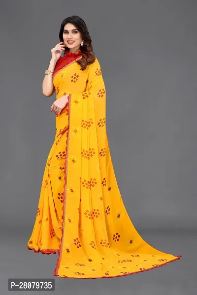 Women Georggate printed saree With Unstitched Blouse Piecee yellow-thumb4