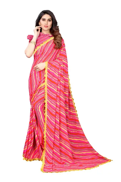 Women Georgette leriya saree with Unstitched Blouse Piecee