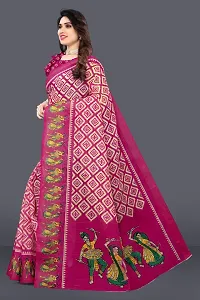 Women Geometric print Saree and cotton blend febric With Unstitched Blouse Piecee pink-thumb2