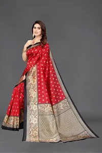 Women Art silk printed saree with  Unstitched Blouse Piecee Red-thumb2