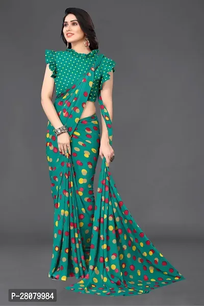 Stylish Green Georgette Saree With Blouse Piece For Women-thumb2