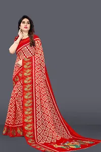 Women Geometric print Saree and cotton blend febric With Unstitched Blouse Piecee orange-thumb1