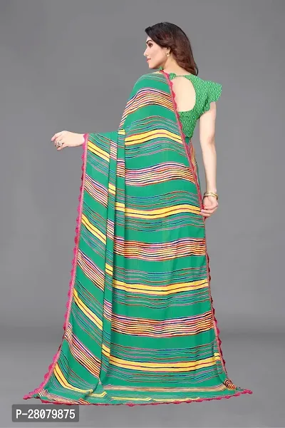 Stylish Green Georgette Saree With Blouse Piece For Women-thumb2