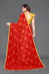 Women Georggate printed saree With Unstitched Blouse Piecee red-thumb3