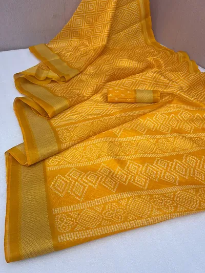 Attractive Cotton Blend Saree with Blouse piece 