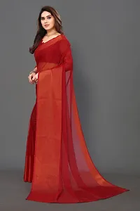 Stylish Red Chiffon Saree With Blouse Piece For Women-thumb3