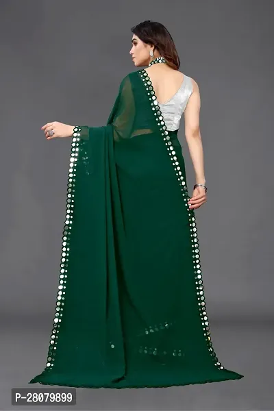 Stylish Green Georgette Saree With Blouse Piece For Women-thumb2