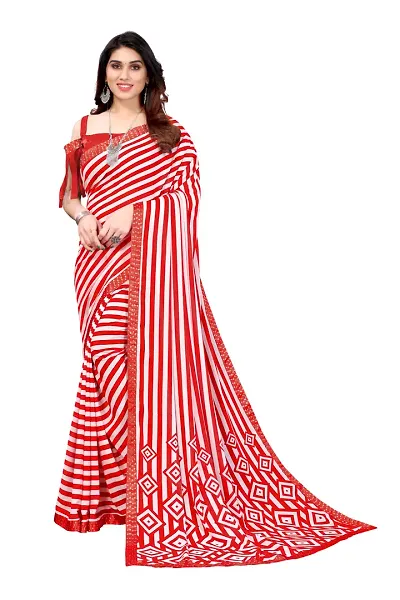 Women georagette saree With Unstitched Blouse Piecee