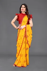 Women Georggate printed saree With Unstitched Blouse Piecee yellow-thumb1