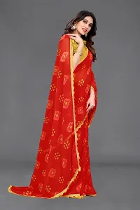 Women Georggate printed saree With Unstitched Blouse Piecee red-thumb1