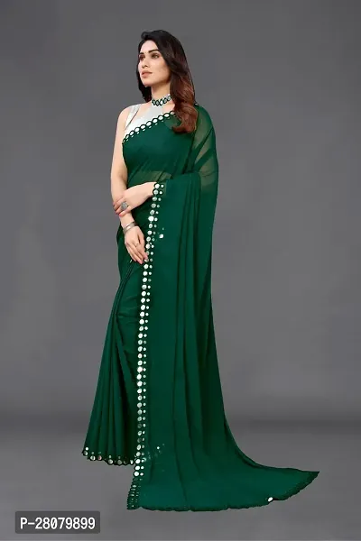 Stylish Green Georgette Saree With Blouse Piece For Women-thumb5