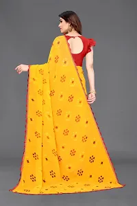 Women Georggate printed saree With Unstitched Blouse Piecee yellow-thumb2