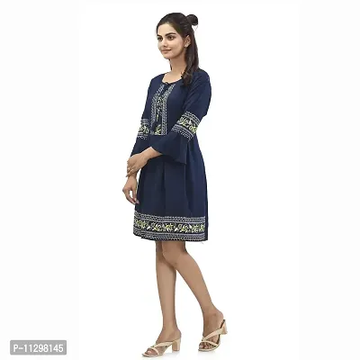 Arbiter Collection Women Fit and Flare Dark Blue Dress-thumb3