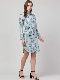 Vogue Tantra Newspaper Printed Highlow Dress for Girls Women Blue-thumb3