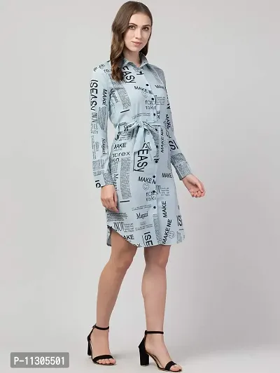 Vogue Tantra Newspaper Printed Highlow Dress for Girls Women Blue-thumb4