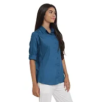 Arbiter Collection Women's Rayon Solid Formal Shirt|Women's Basic Button Down Shirts Roll-Up Full Sleeves Simple Stretch Formal Casual Shirt |-thumb2