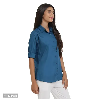 Arbiter Collection Women's Rayon Solid Formal Shirt|Women's Basic Button Down Shirts Roll-Up Full Sleeves Simple Stretch Formal Casual Shirt |-thumb3