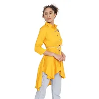 Arbiter Collection Casual 3/4 Sleeve Solid Women Yellow Top-thumb3