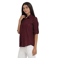 Arbiter Collection Women's Rayon Solid Formal Shirt|Women's Basic Button Down Shirts Roll-Up Full Sleeves Simple Stretch Formal Casual Shirt |-thumb3