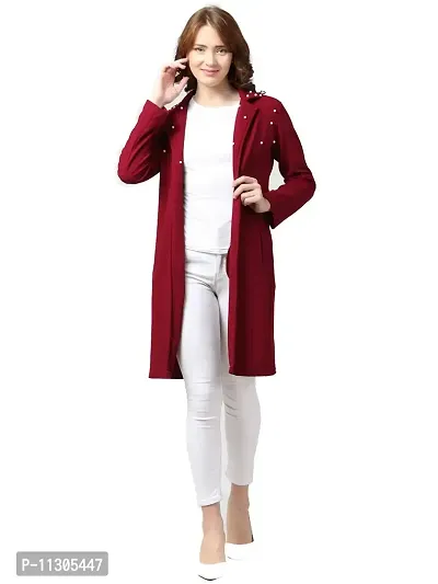 Arbiter Collection Full Sleeves Embellished Pearl Shrug for Women's Maroon-thumb0