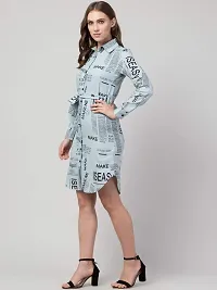 Vogue Tantra Newspaper Printed Highlow Dress for Girls Women Blue-thumb2