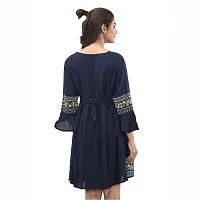 Arbiter Collection Women Fit and Flare Dark Blue Dress-thumb1