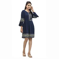 Arbiter Collection Women Fit and Flare Dark Blue Dress-thumb3