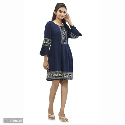 Arbiter Collection Women Fit and Flare Dark Blue Dress-thumb4