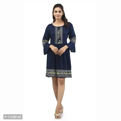 Arbiter Collection Women Fit and Flare Dark Blue Dress-thumb0