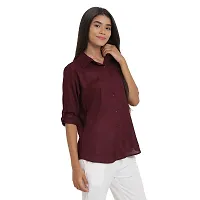 Arbiter Collection Women's Rayon Solid Formal Shirt|Women's Basic Button Down Shirts Roll-Up Full Sleeves Simple Stretch Formal Casual Shirt |-thumb2