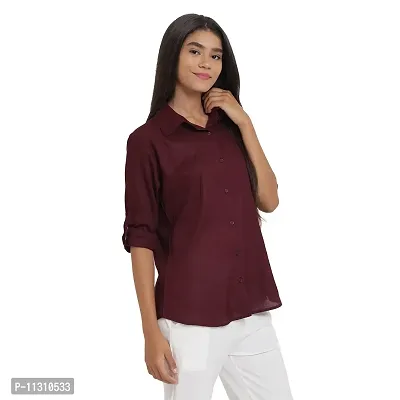 Arbiter Collection Women's Rayon Solid Formal Shirt|Women's Basic Button Down Shirts Roll-Up Full Sleeves Simple Stretch Formal Casual Shirt |-thumb3