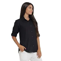 Arbiter Collection Women's Rayon Solid Formal Shirt|Women's Basic Button Down Shirts Roll-Up Full Sleeves Simple Stretch Formal Casual Shirt |-thumb2