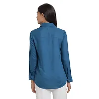 Arbiter Collection Women's Rayon Solid Formal Shirt|Women's Basic Button Down Shirts Roll-Up Full Sleeves Simple Stretch Formal Casual Shirt |-thumb1