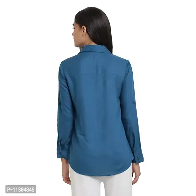 Arbiter Collection Women's Rayon Solid Formal Shirt|Women's Basic Button Down Shirts Roll-Up Full Sleeves Simple Stretch Formal Casual Shirt |-thumb2