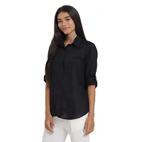 Arbiter Collection Women's Rayon Solid Formal Shirt|Women's Basic Button Down Shirts Roll-Up Full Sleeves Simple Stretch Formal Casual Shirt |-thumb3