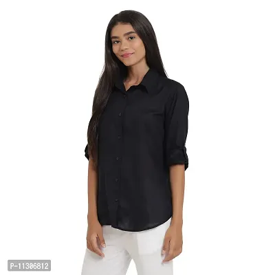 Arbiter Collection Women's Rayon Solid Formal Shirt|Women's Basic Button Down Shirts Roll-Up Full Sleeves Simple Stretch Formal Casual Shirt |-thumb4