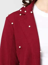 Arbiter Collection Full Sleeves Embellished Pearl Shrug for Women's Maroon-thumb3