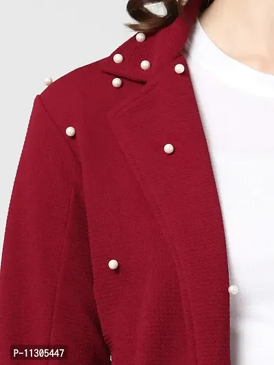 Arbiter Collection Full Sleeves Embellished Pearl Shrug for Women's Maroon-thumb4