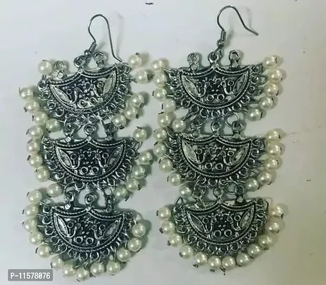 Stylish Fancy Oxidised Silver Earrings For Women