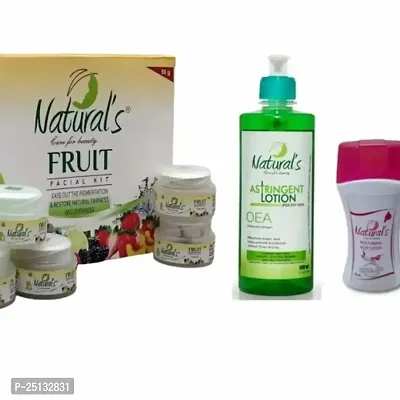 Natural Fruit Facial Kit 50 Gm Moisturizing Body Lotion 125 Ml Astringent Lotion 500 Ml Combo Pack Of 3-thumb0
