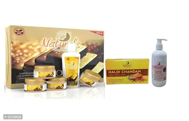 Natural's care for beauty Gold Kit,Haldi chandal Bleach, hand Cleanser Pack Of 3-thumb0