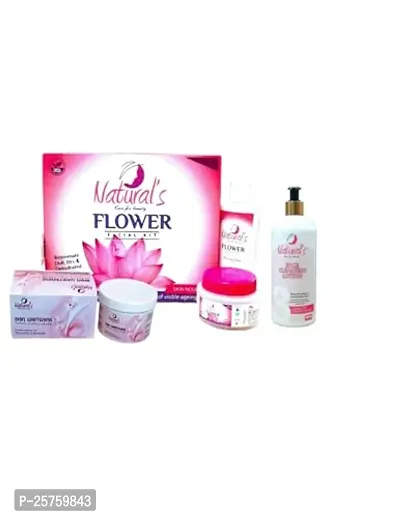 Natural's care for beauty Flower Facial kit, skin Whitening Bleach Cream  Face Cleansing Lotion Pack of 3